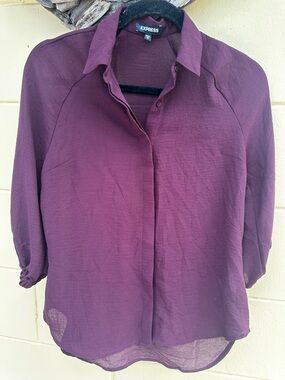 Express Plum Button-Front Shirt